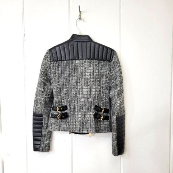 Vince Camuto Tweed and Faux Leather Moto Jacket - Picture 4 of 4